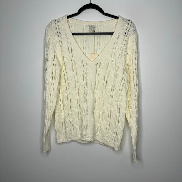 NWT SUNDANCE Gwyneth Timeless Sweater Cream Knit Off White Medium - Picture 2 of 6